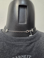 Licensed Product Womens Sterling Silver Double Strand Leather Choker Necklace – Adjustable