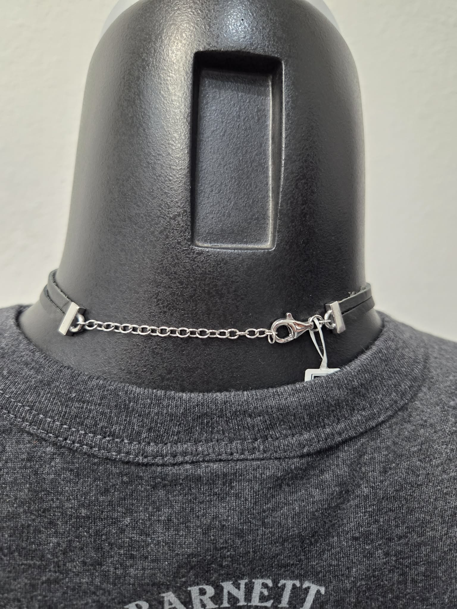 Licensed Product Womens Sterling Silver Double Strand Leather Choker Necklace – Adjustable
