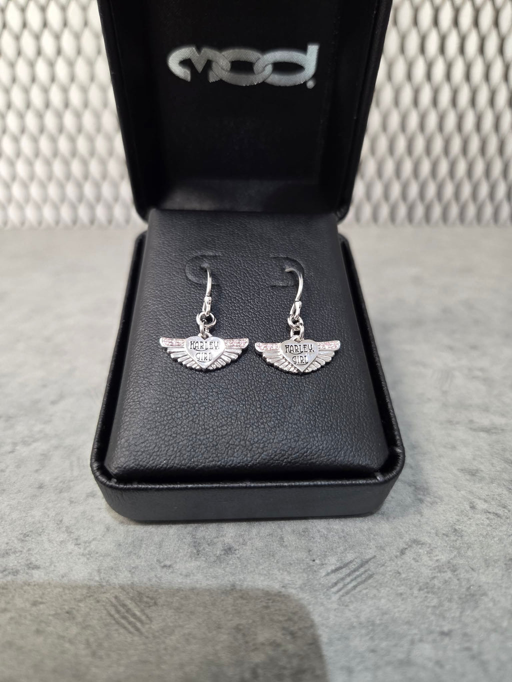 Licensed Product Womens Pink Bling Harley Girl Wing Drop Earrings