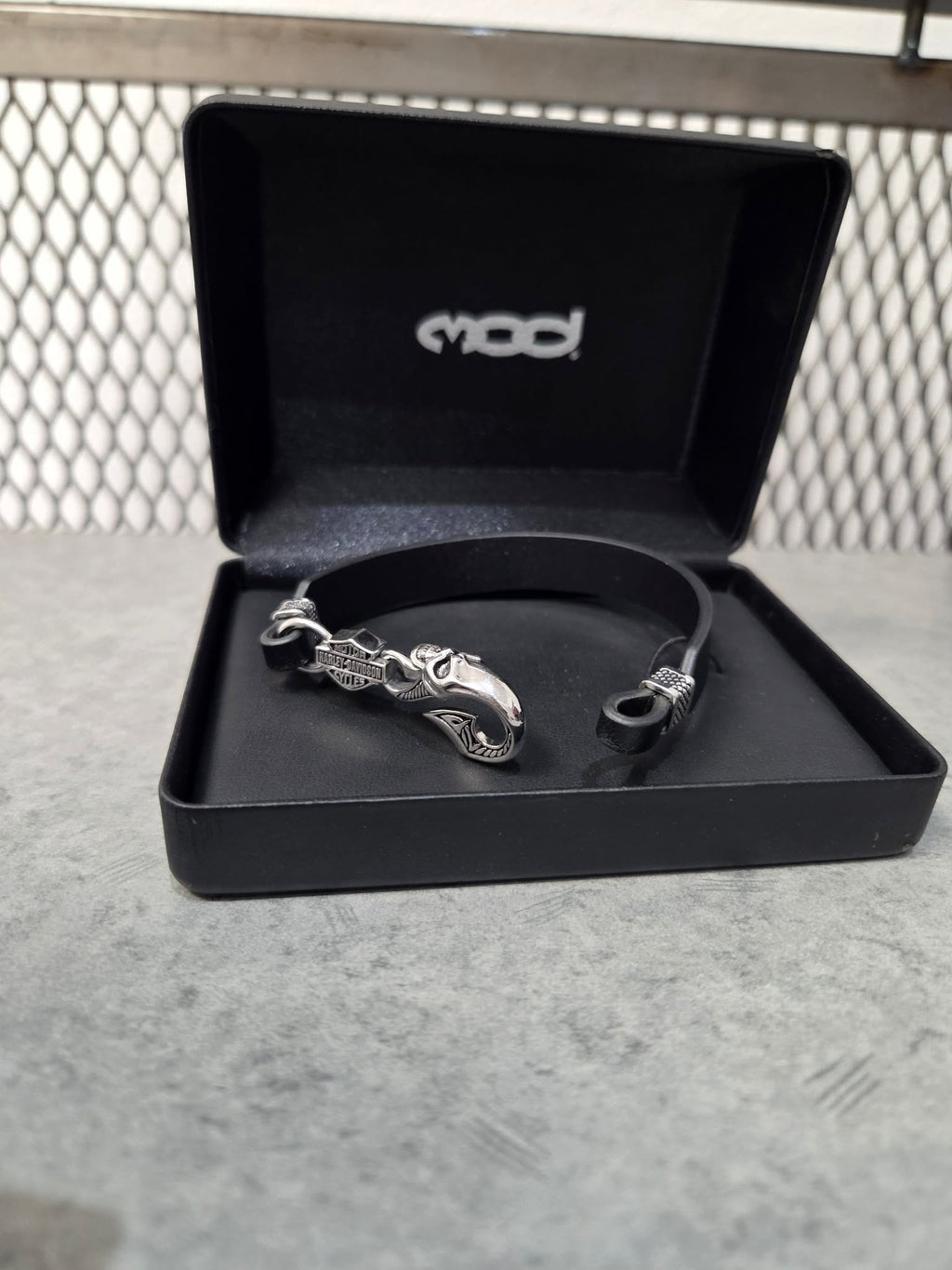 Licensed Product Mens Sterling Silver Wicked Skull Leather Bracelet