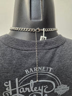 Licensed Product Womens Stainless Steel Bar Curb Link Necklace – Adjustable