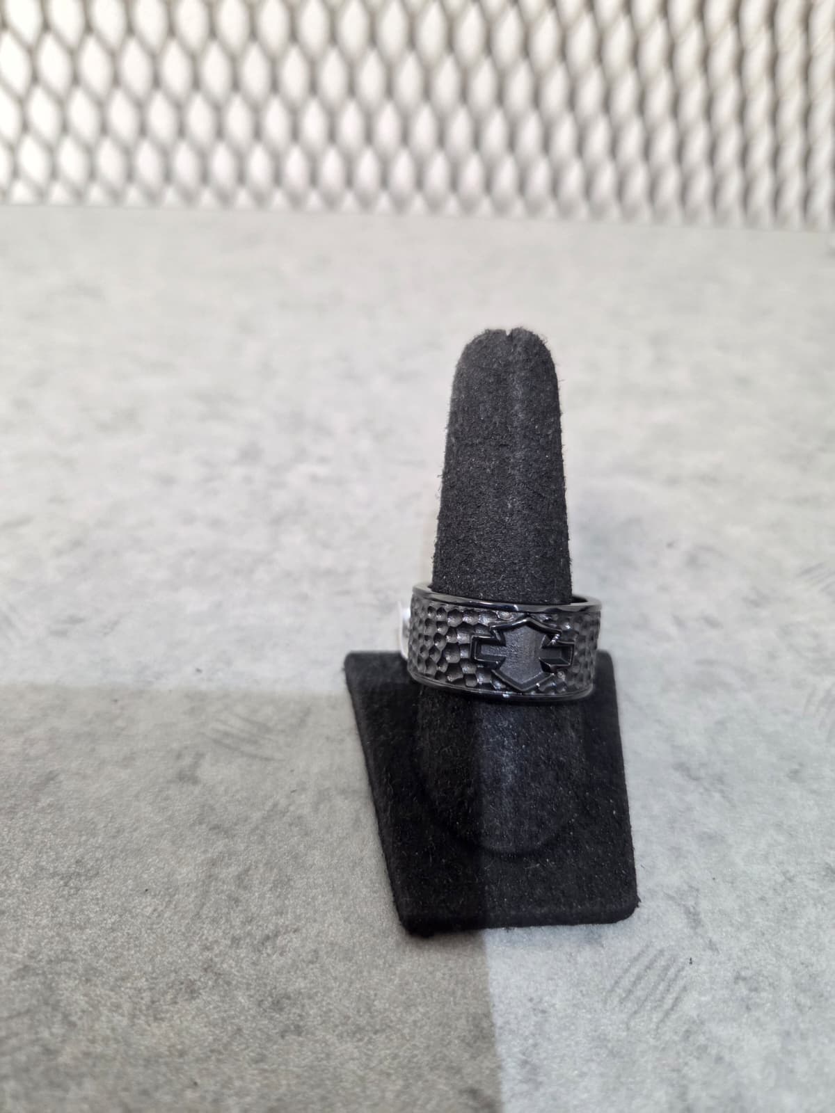 Licensed Product Mens Stainless Steel Black Asphalt Outline Band Ring Main image