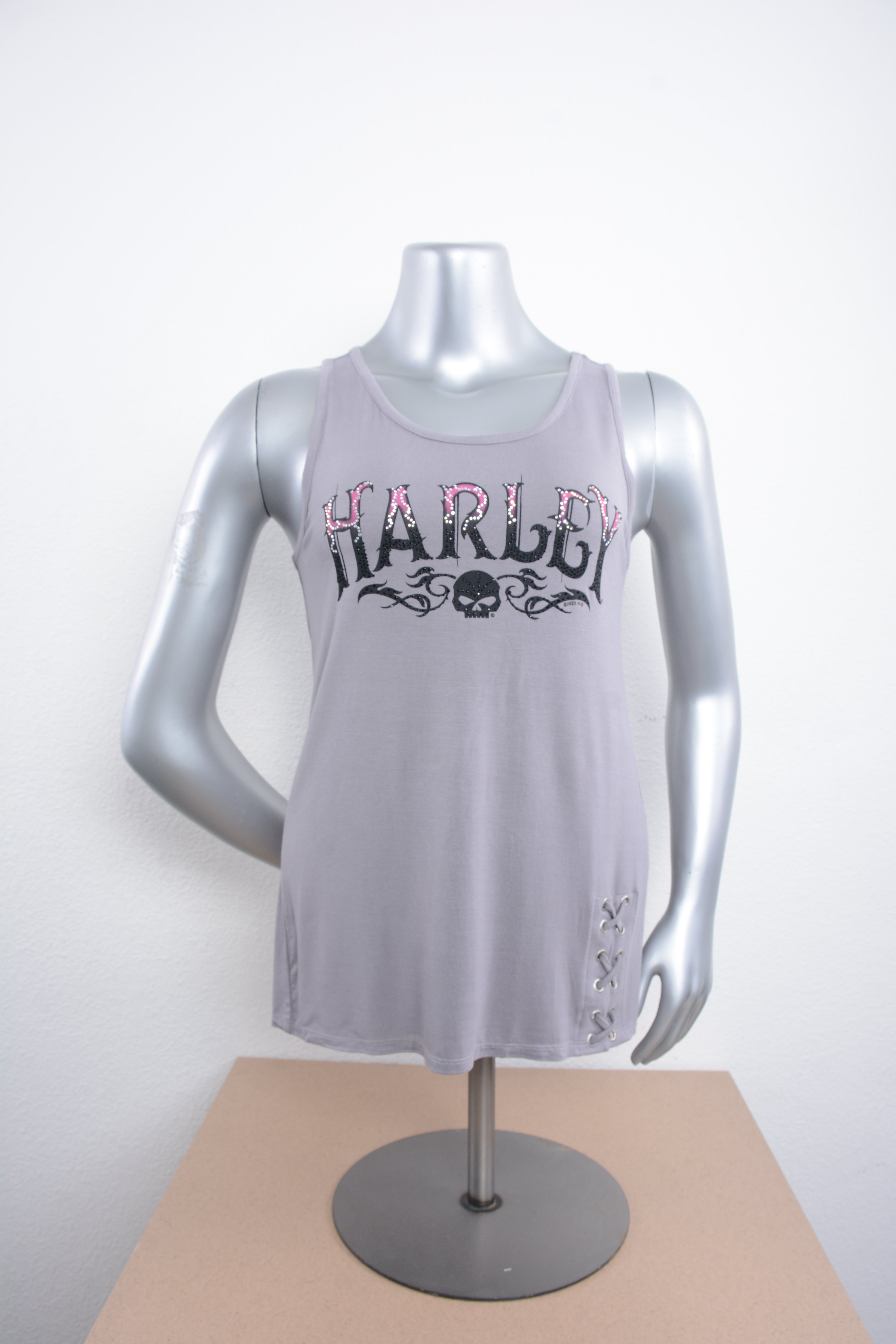 Licensed Product Womens Aliance Willie G Skull Grey Sleeveless Tank Main image