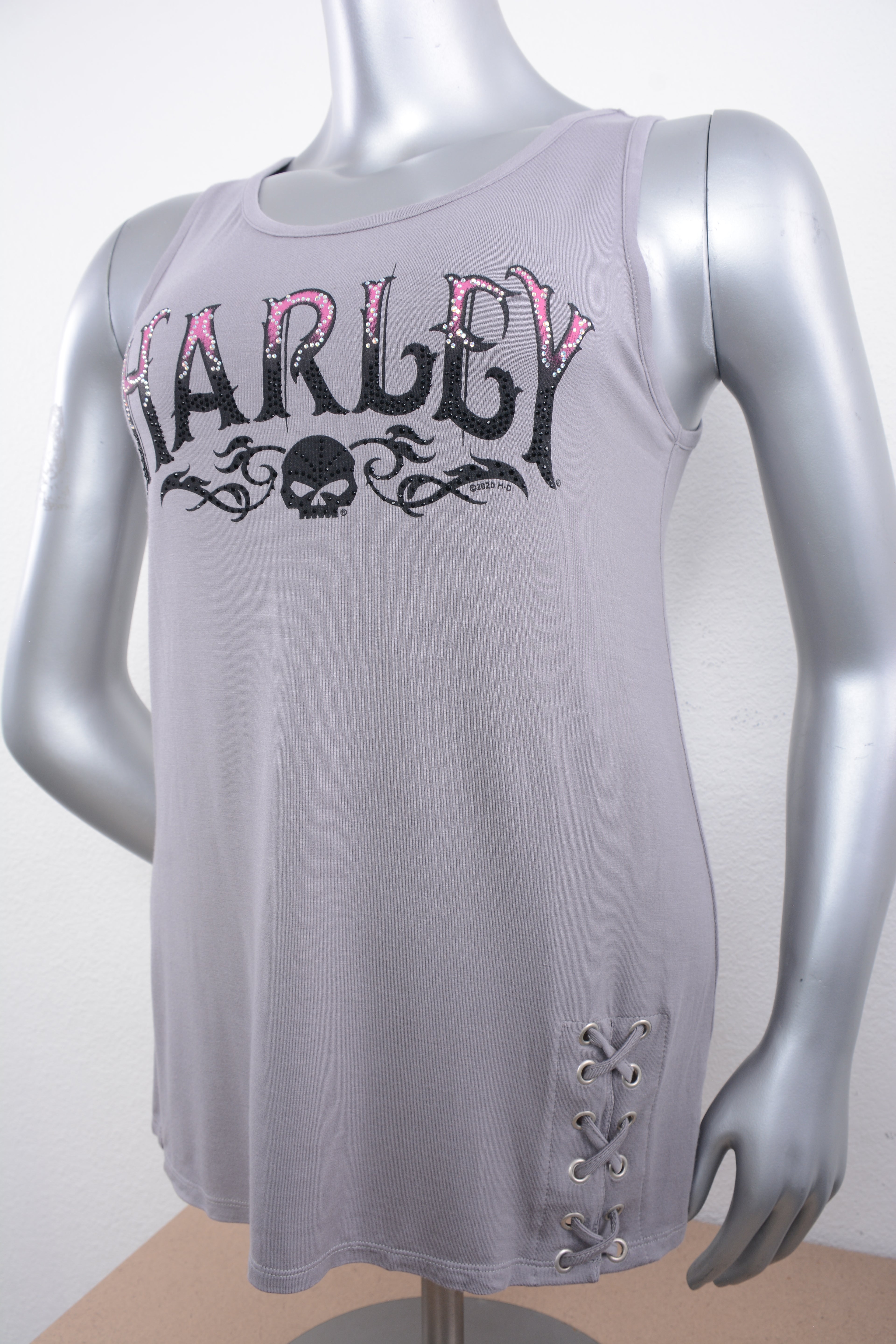 Licensed Product Womens Aliance Willie G Skull Grey Sleeveless Tank