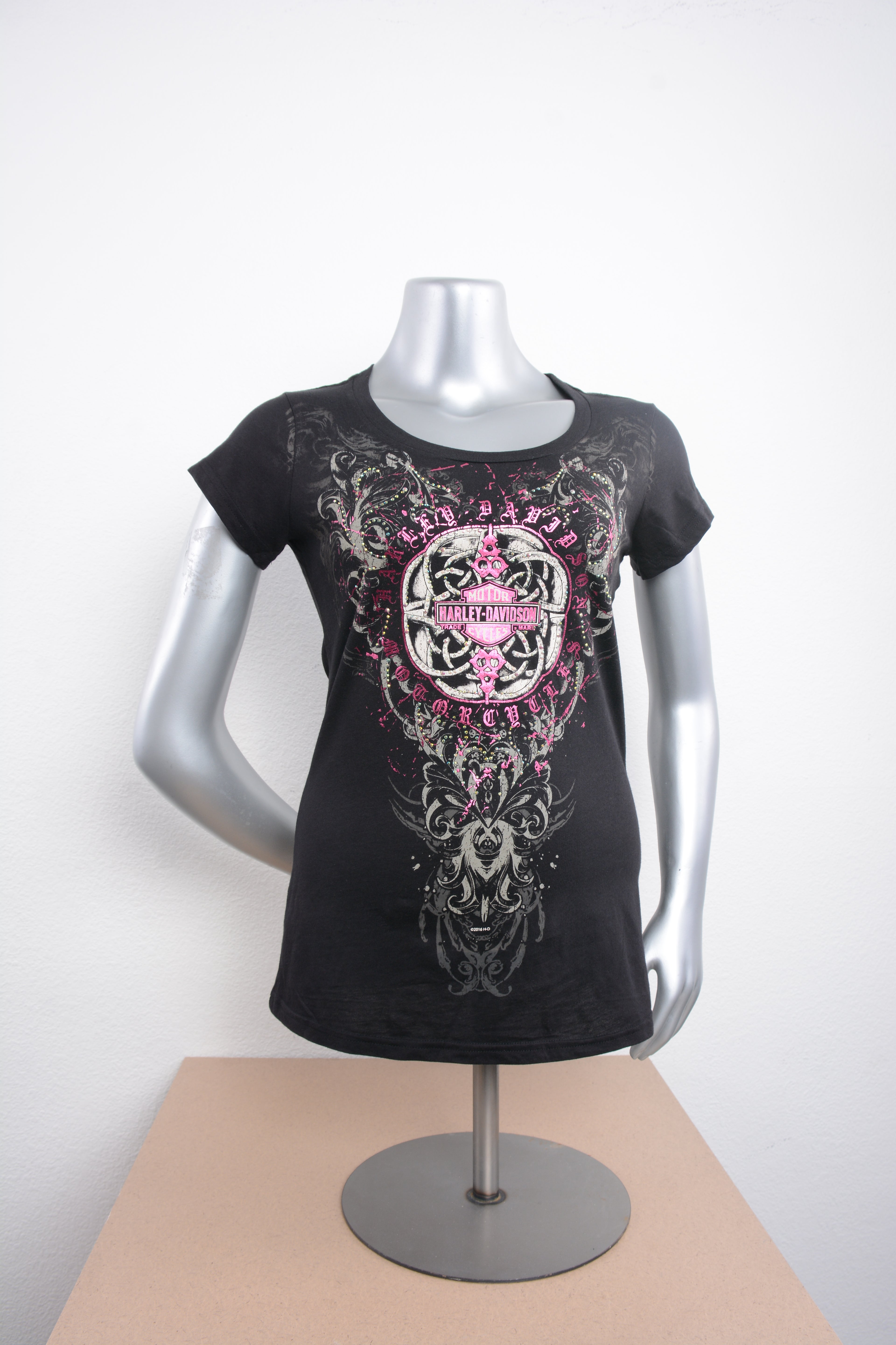 Licensed Product Women's Dream Chaser Foil Print with Rhinestones Black Short Sleeve T-Shirt