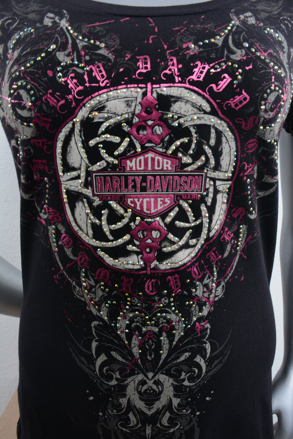 Licensed Product Women's Dream Chaser Foil Print with Rhinestones Black Short Sleeve T-Shirt