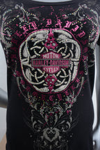 Licensed Product Women's Dream Chaser Foil Print with Rhinestones Black Short Sleeve T-Shirt