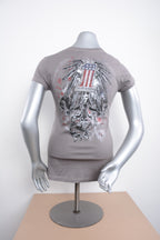 Licensed Product Women's One Mood #1 Logo with Wings Foil with Studs Grey Short Sleeve T-Shirt