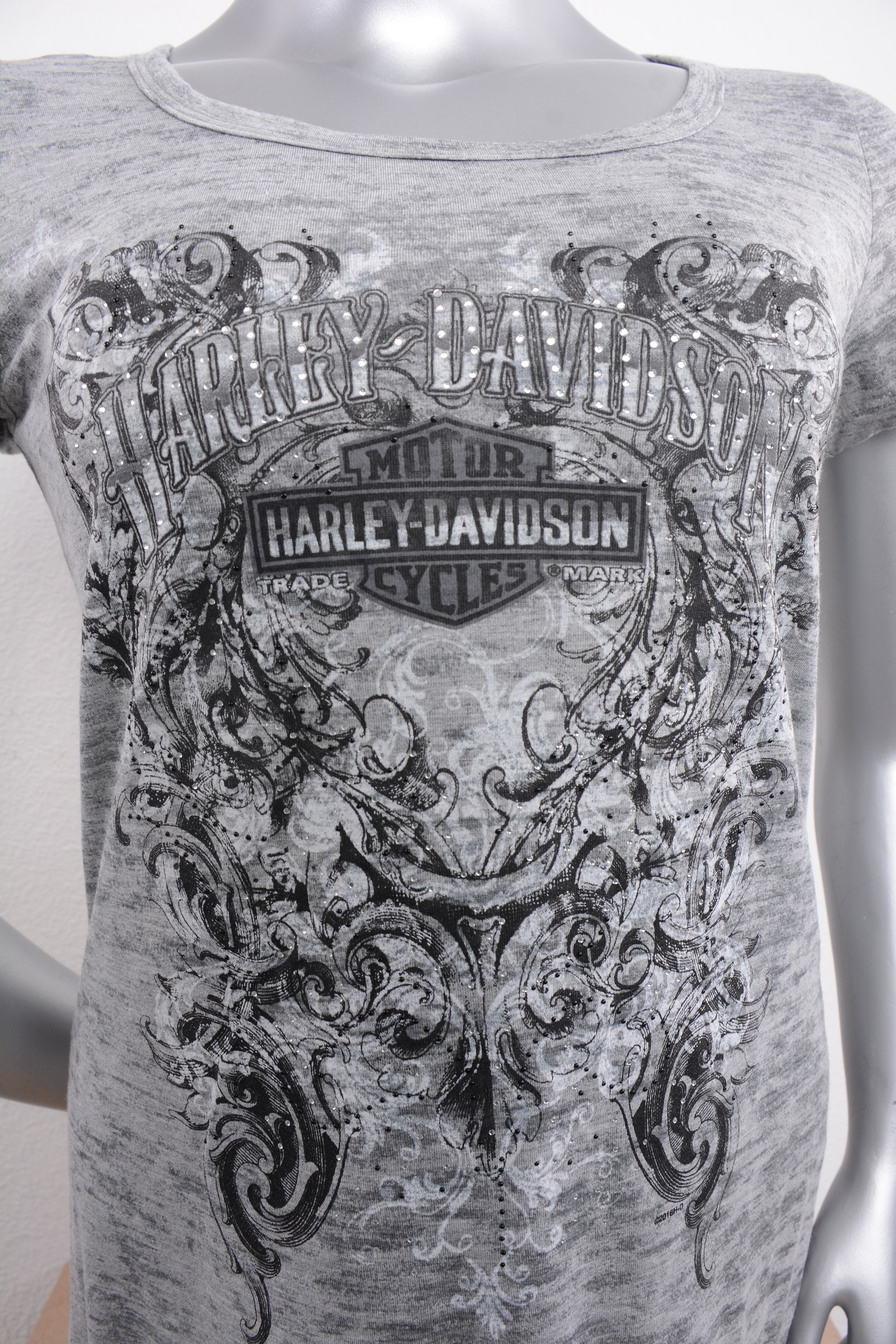 Licensed Product Women's Deceit with Rhinestones Burnout Grey Short Sleeve T-Shirt