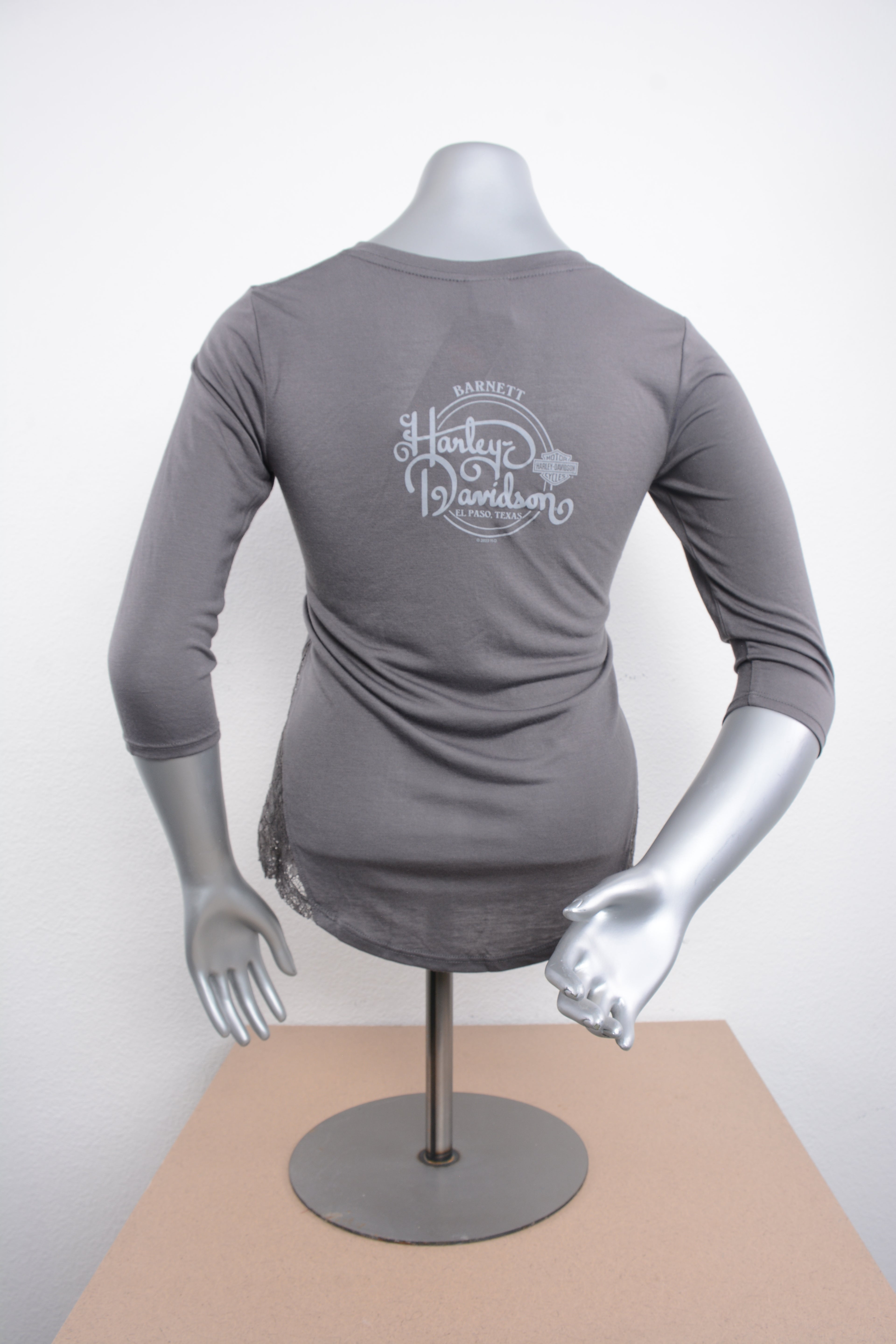 Licensed Product Womens Paradise Side Lace Grey 3/4 Sleeve T-Shirt