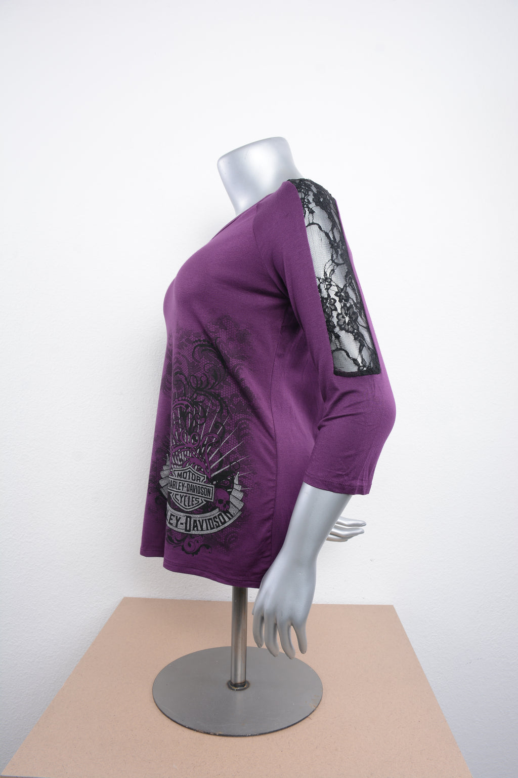 Licensed Product Womens Banner Lace Inserts Purple 3/4 Sleeve T-Shirt