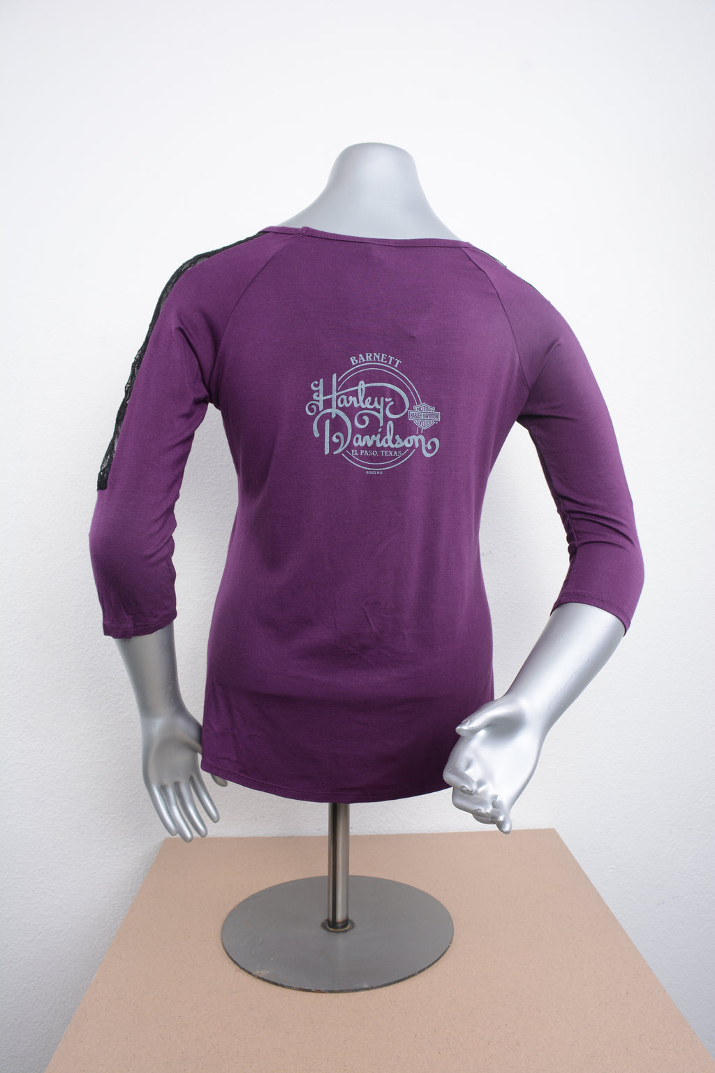 Licensed Product Womens Banner Lace Inserts Purple 3/4 Sleeve T-Shirt