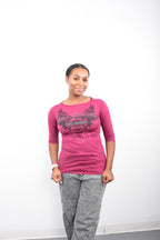 Licensed Product Women's Red Edging Winged Logo Maroon 3/4 Sleeve T-Shirt