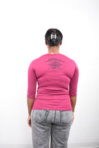 Licensed Product Women's Red Edging Winged Logo Maroon 3/4 Sleeve T-Shirt