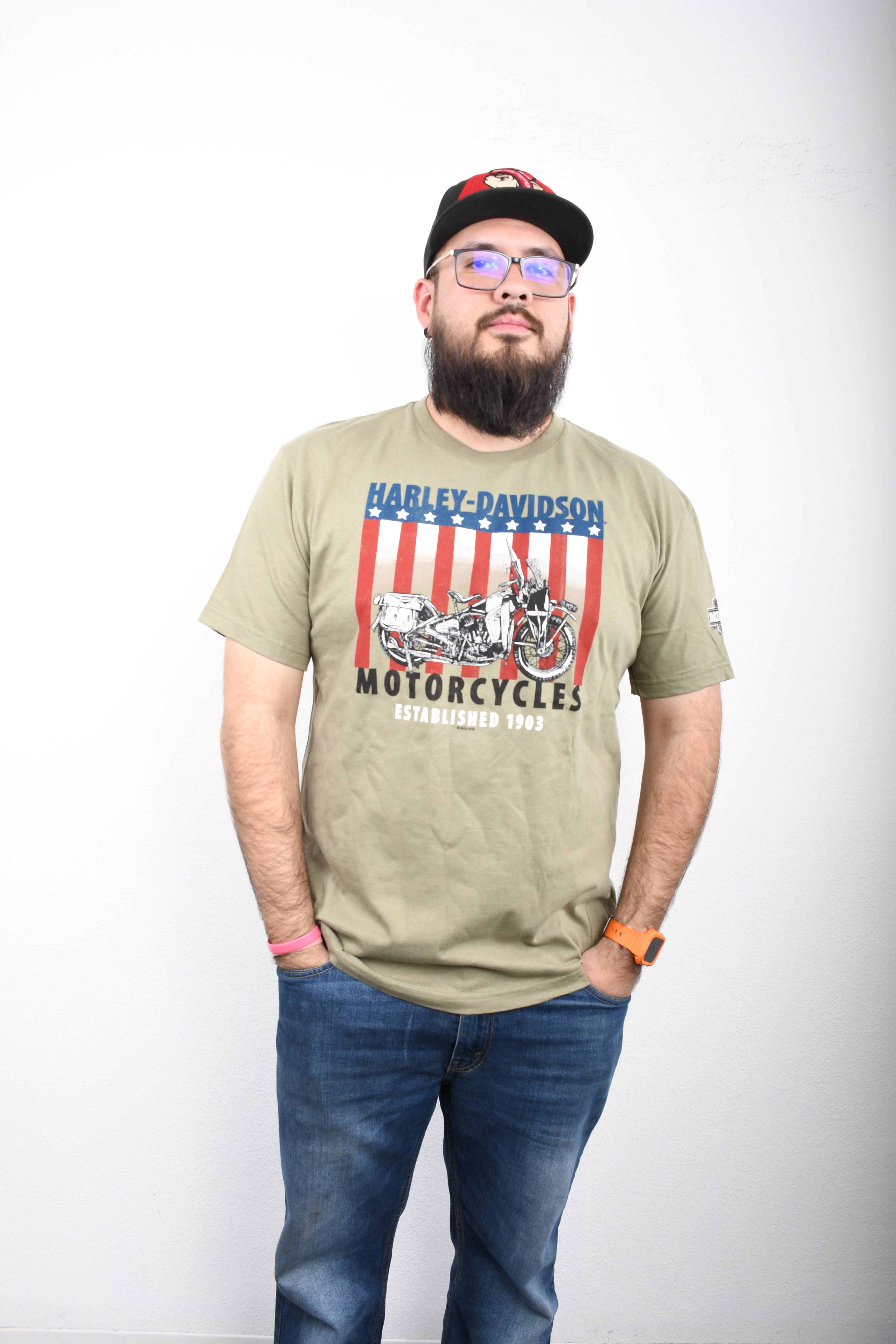 Licensed Product Men's Patriot WL Motorcycle Green Short Sleeve T-Shirt Main image