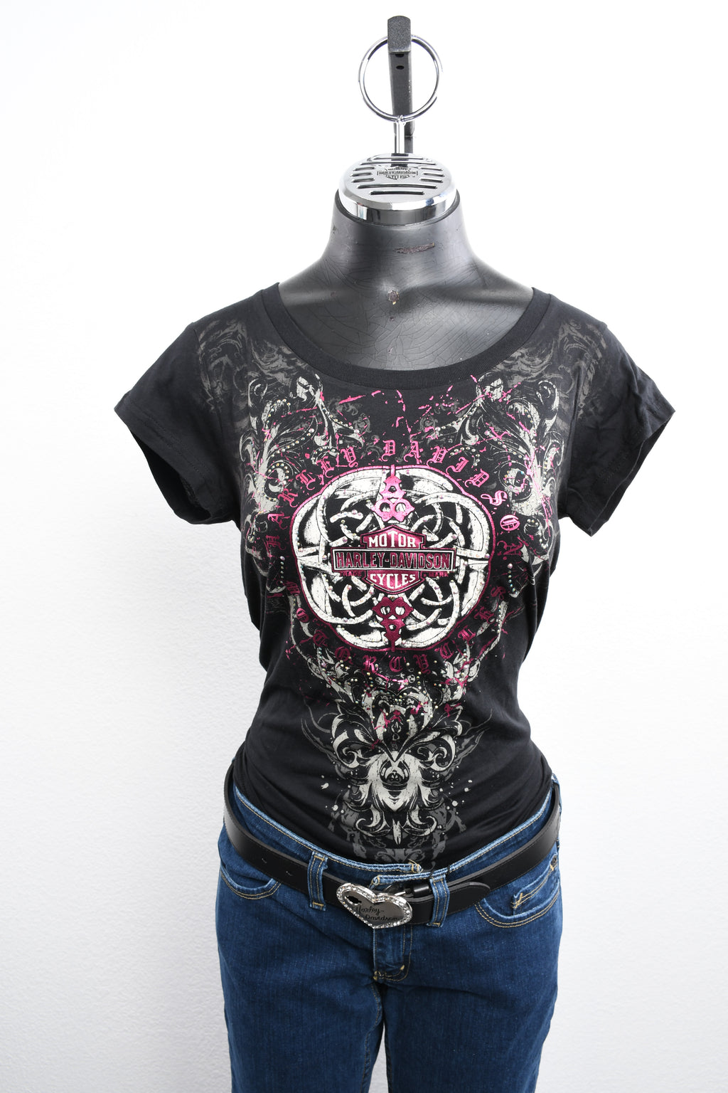 Licensed Product Women's Dream Chaser Foil Print with Rhinestones Black Short Sleeve T-Shirt