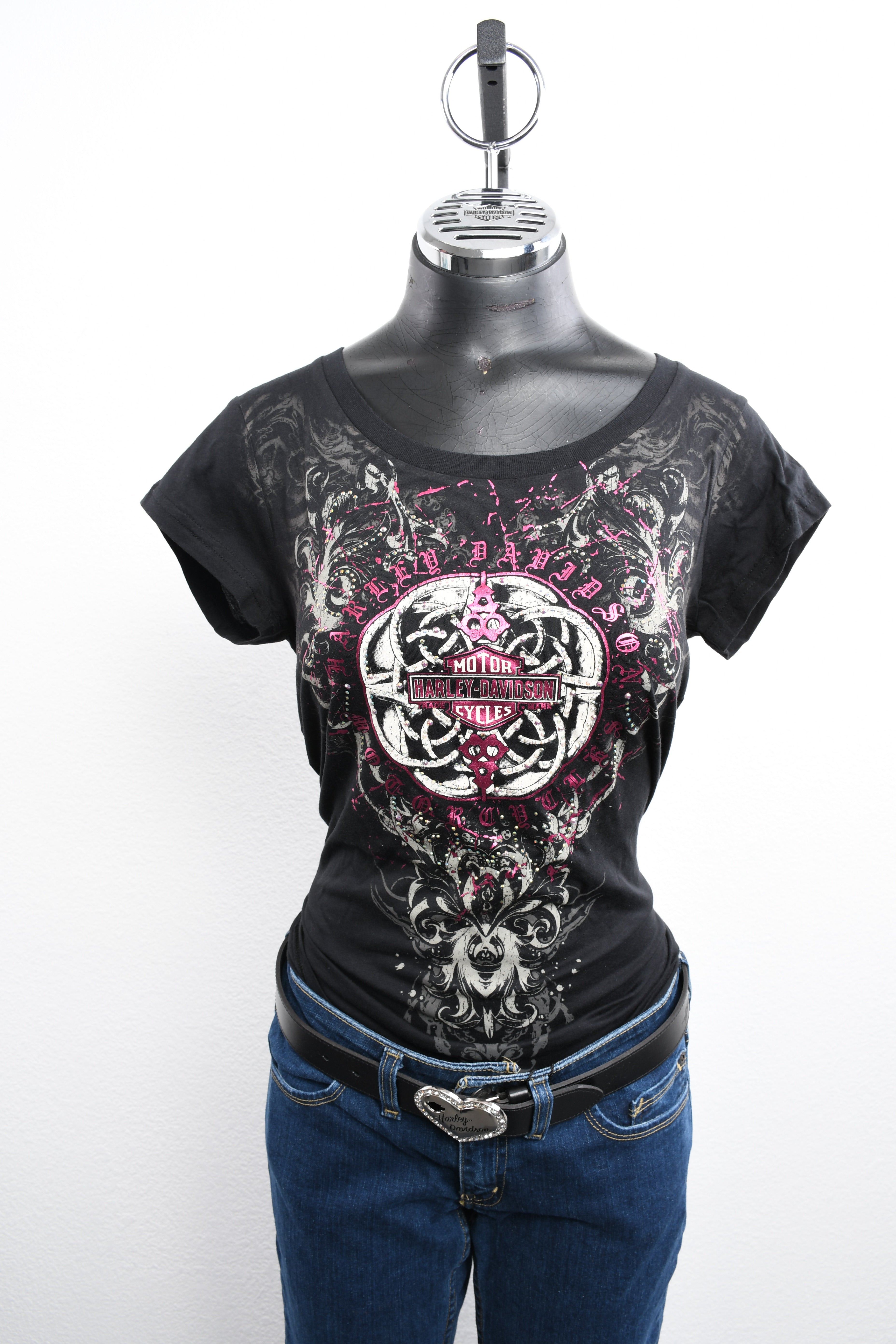 Licensed Product Women's Dream Chaser Foil Print with Rhinestones Black Short Sleeve T-Shirt