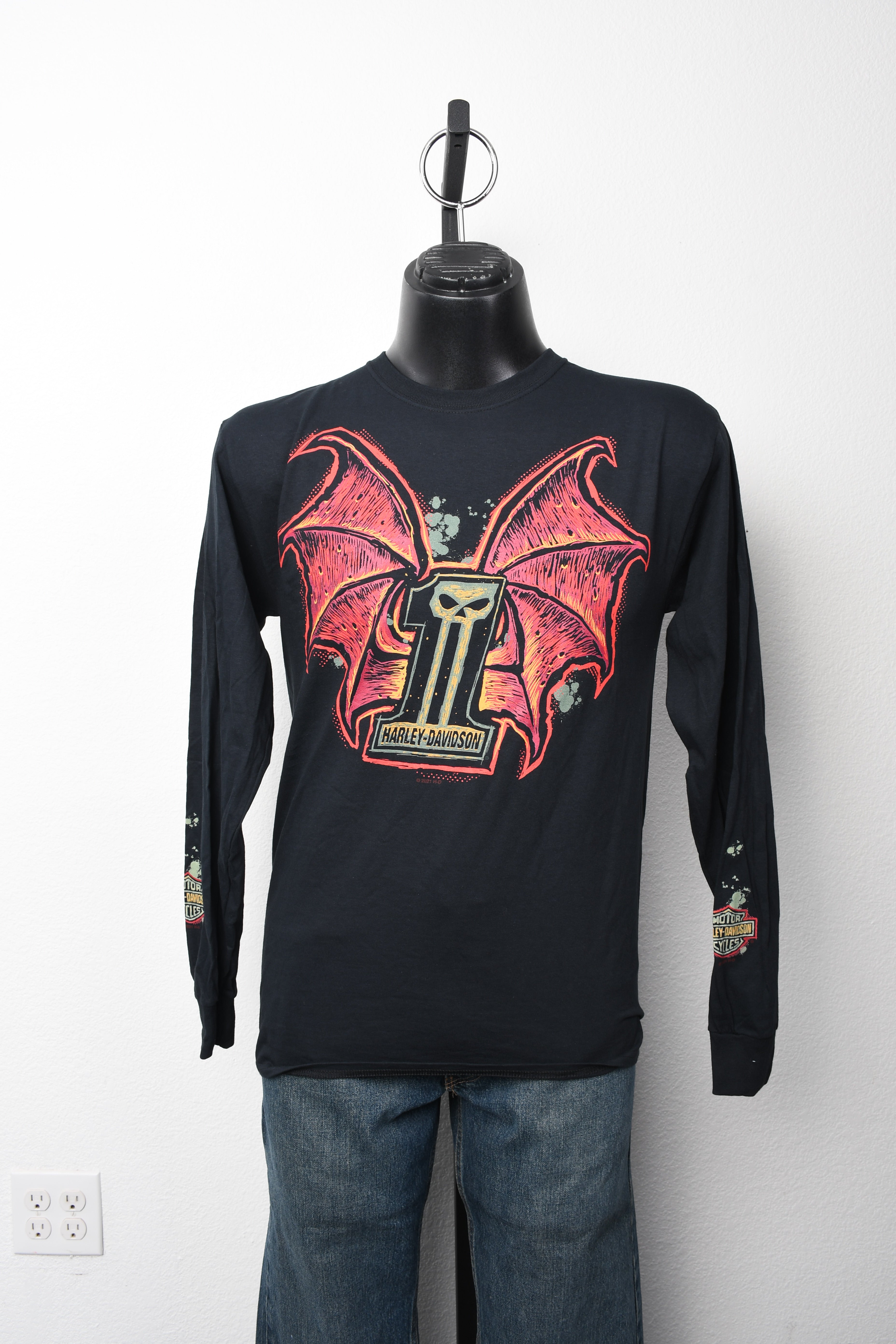 Licensed Product Mens Scorned One II #1 Skull Wings Black Long Sleeve T-Shirt