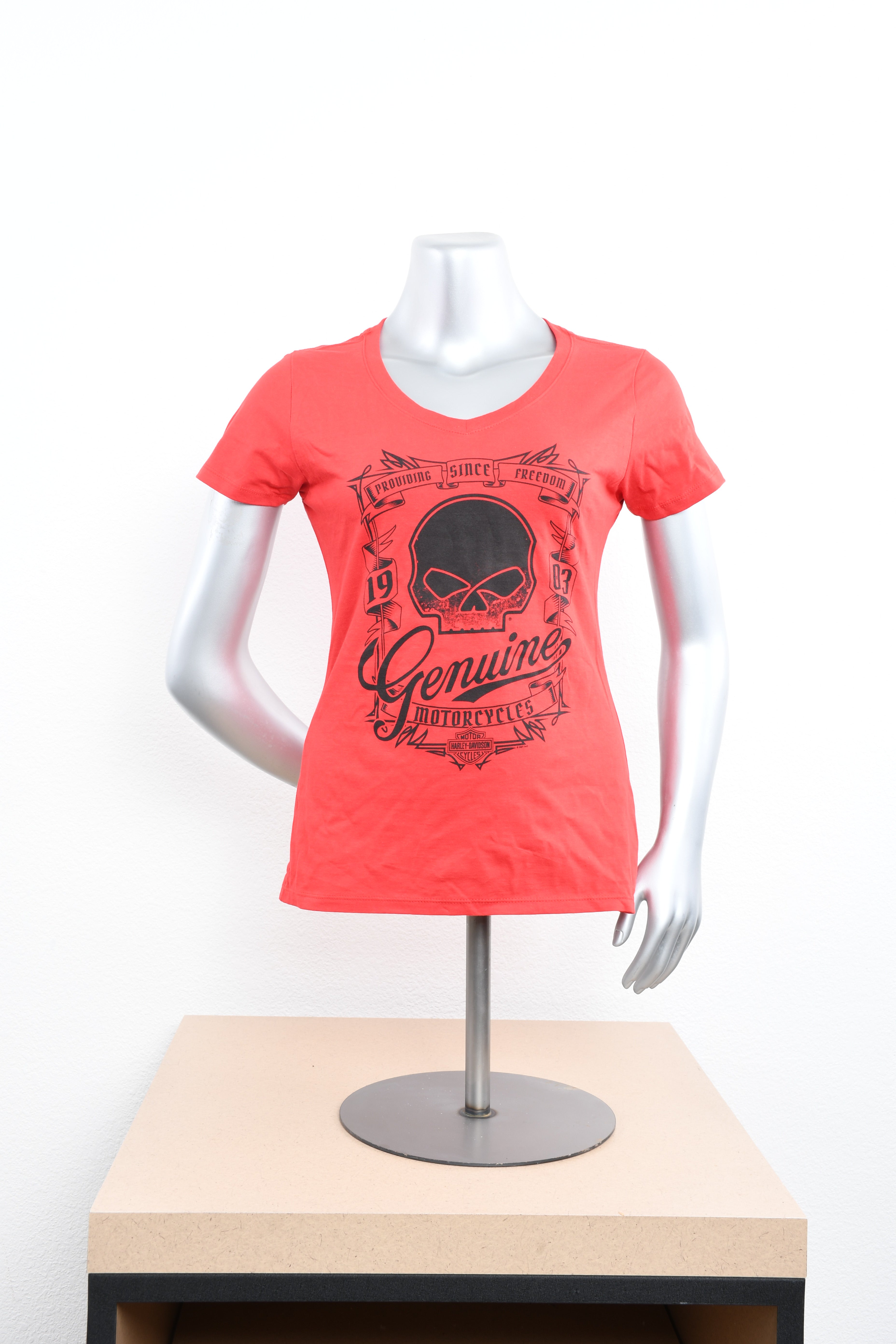 Licensed Product Womens Pin Label II Willie G Skull V-Neck Red Short Sleeve T-Shirt Main image