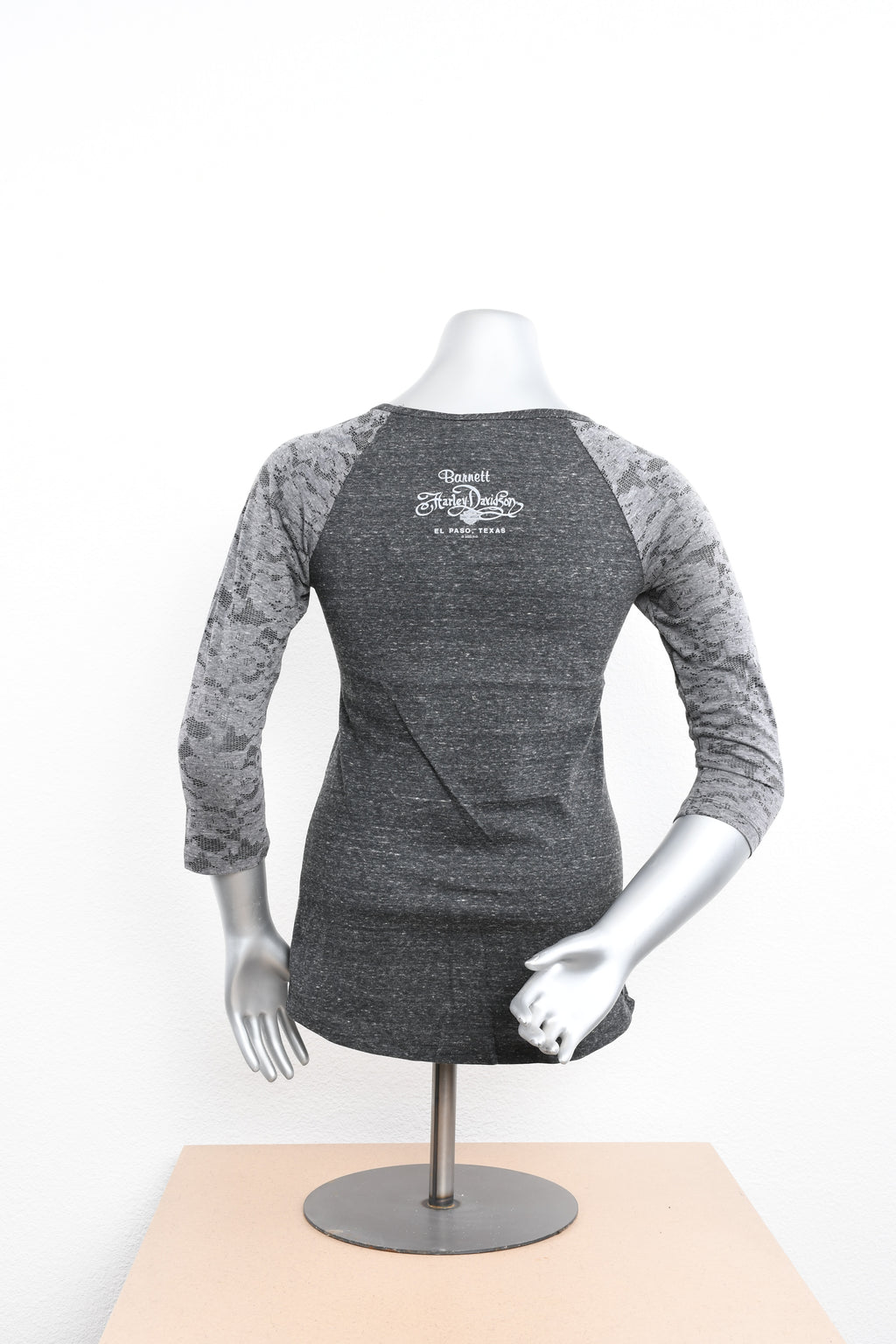 Licensed Product Womens Entangled Rhinestone Burnout Charcoal 3/4 Sleeve T-Shirt