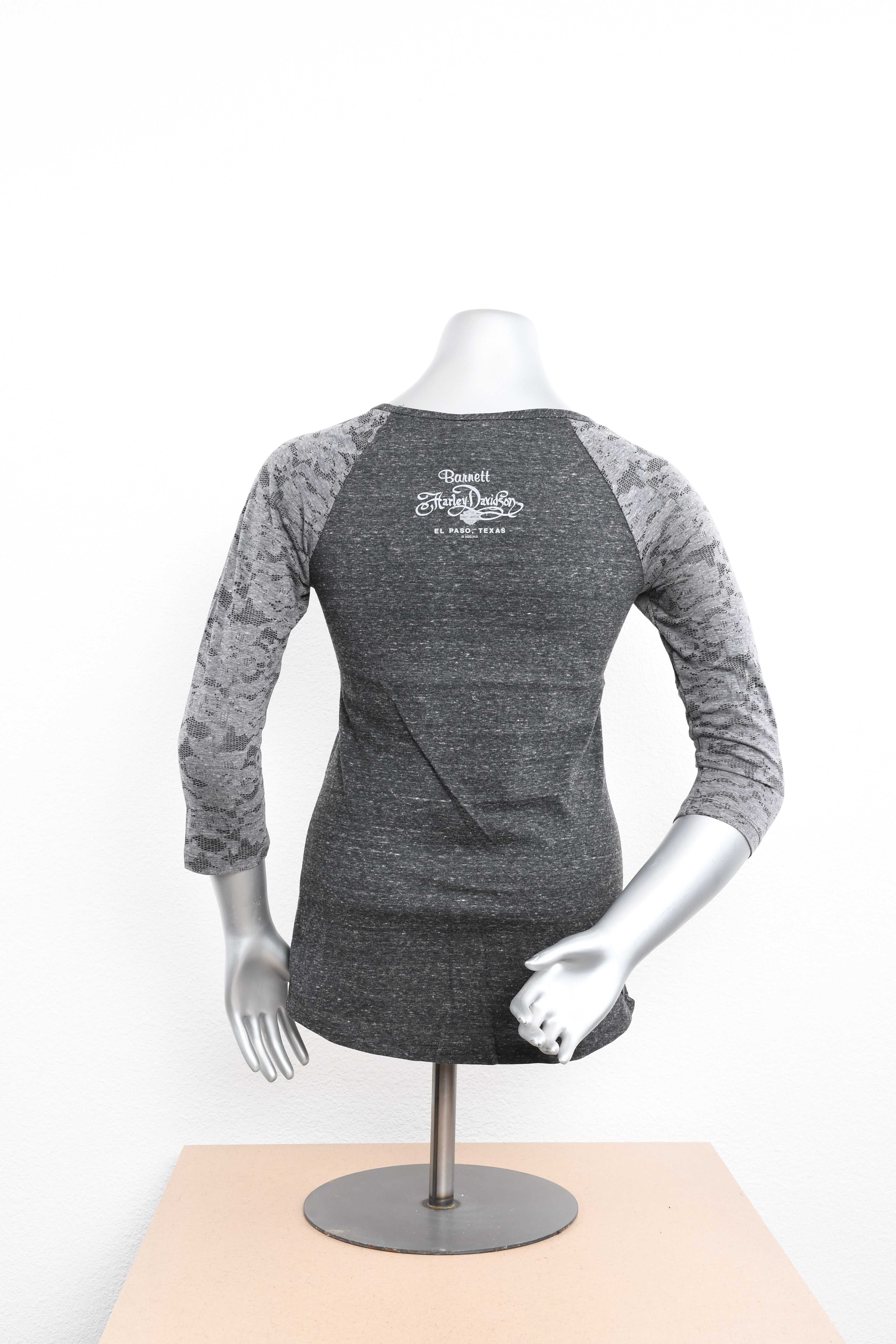 Licensed Product Womens Entangled Rhinestone Burnout Charcoal 3/4 Sleeve T-Shirt