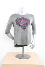 Licensed Product Womens Cracked Logo Grey 3/4 Sleeve T-Shirt