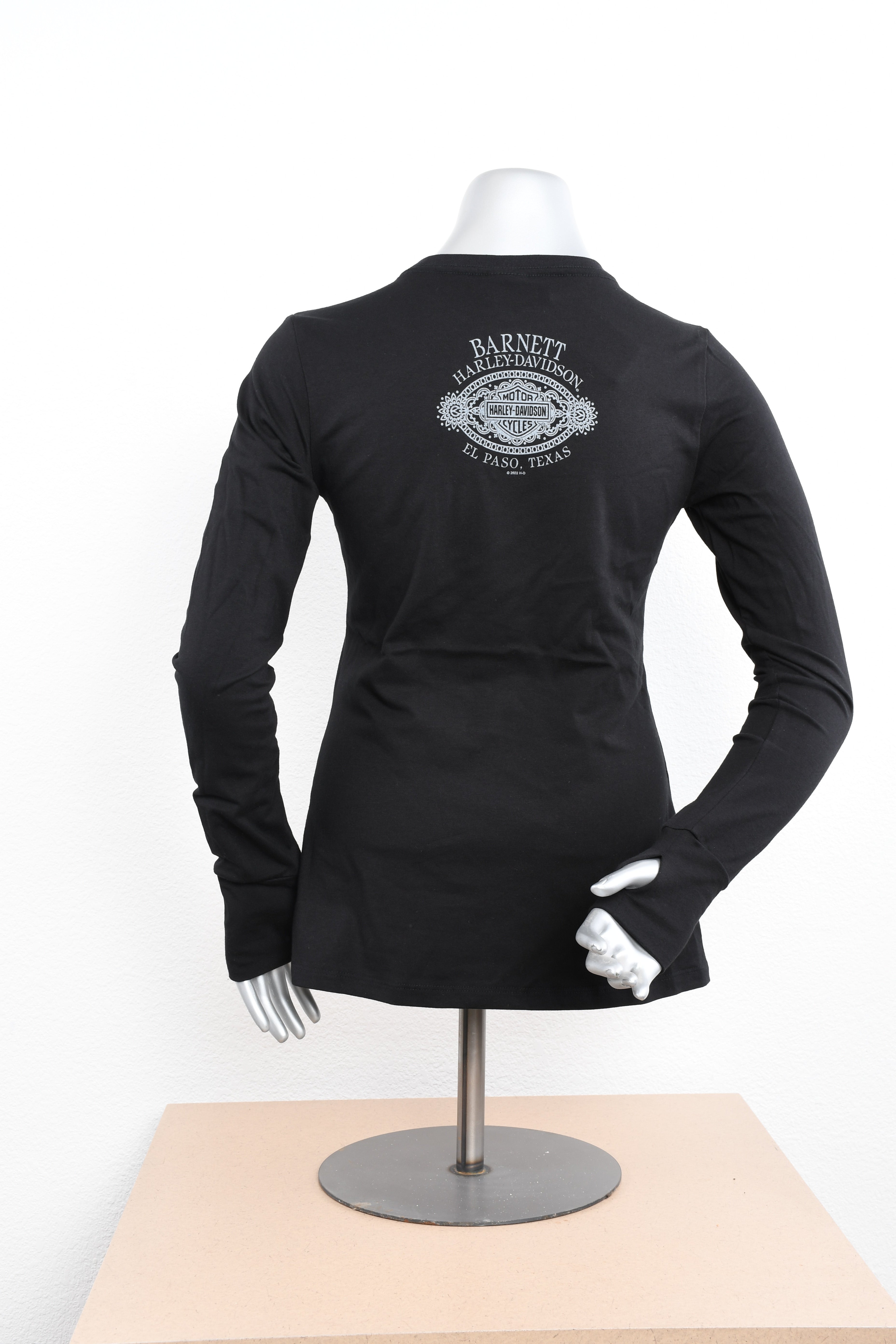 Licensed Product Womens Circle Shoulder Black Long Sleeve T-Shirt