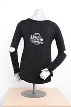 Licensed Product Womens Thin Script Open Elbow Black Long Sleeve T-Shirt