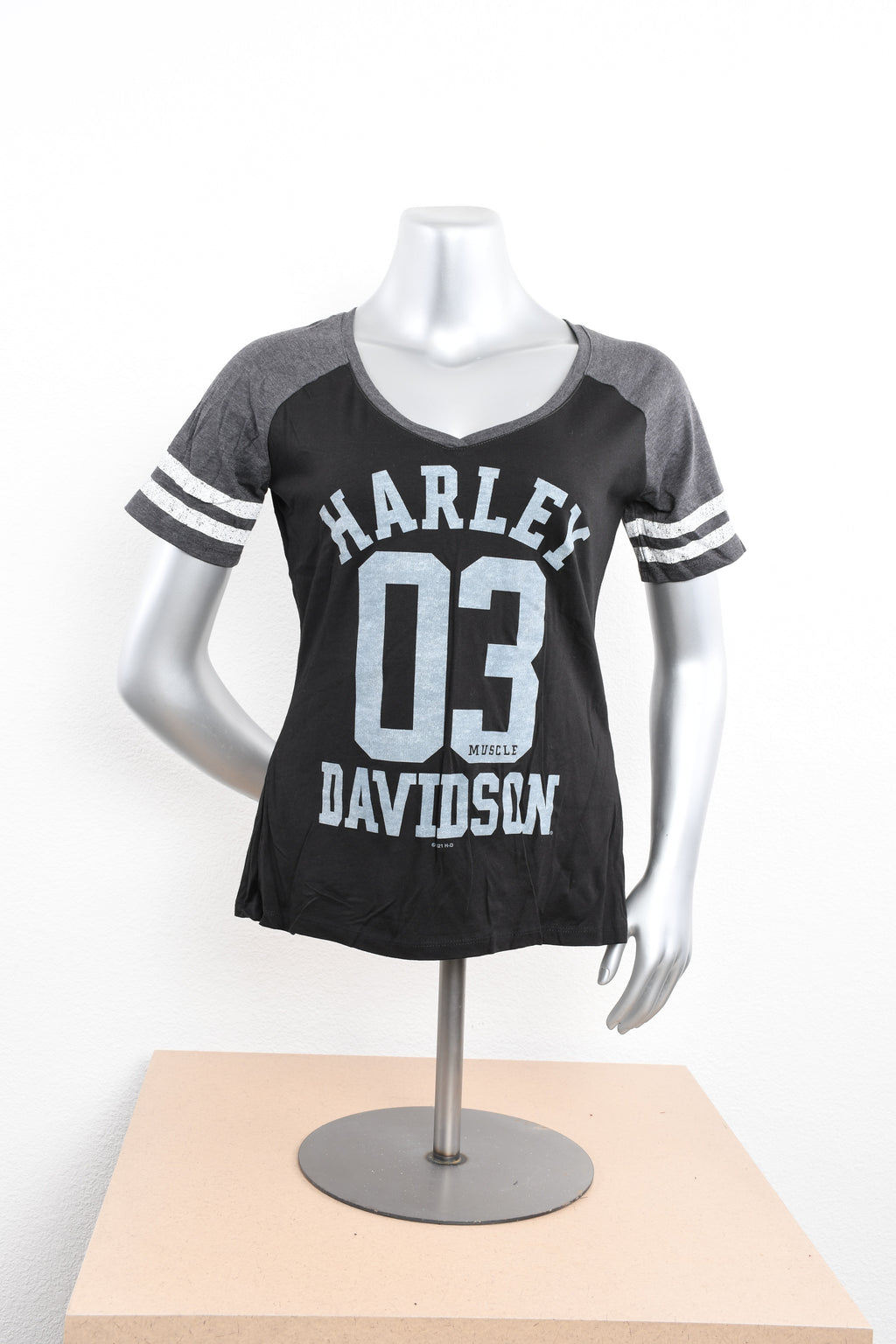 Licensed Product Womens College 03 Raglan V-Neck Black Short Sleeve T-Shirt