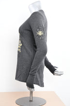 Licensed Product Womens Label Ornate Engine V-Neck Charcoal Long Sleeve Thermal
