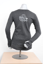 Licensed Product Womens Label Ornate Engine V-Neck Charcoal Long Sleeve Thermal