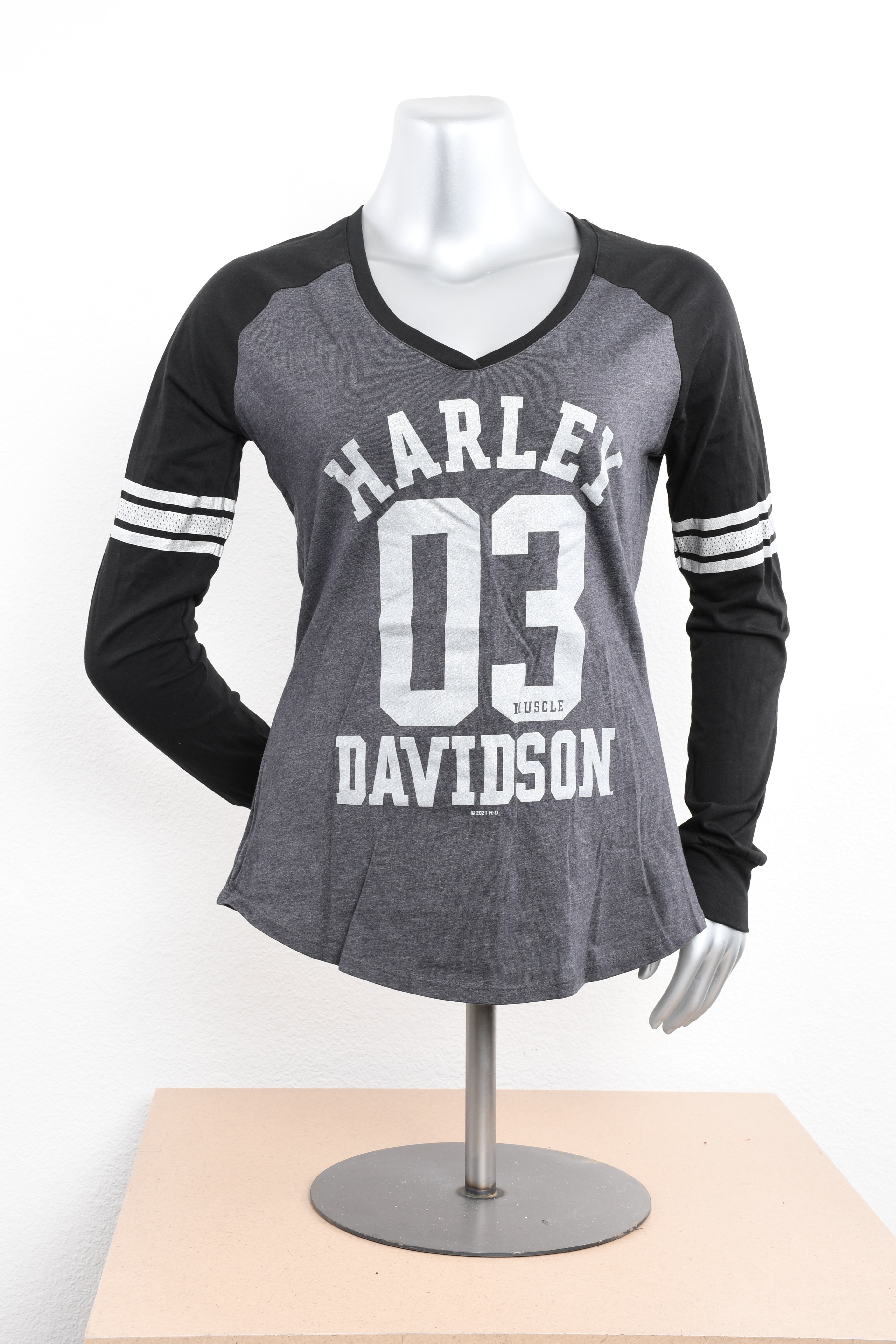 Licensed Product Womens Collegiate Raglan V-Neck Charcoal Long Sleeve T-Shirt Main image