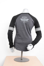 Licensed Product Womens Collegiate Raglan V-Neck Charcoal Long Sleeve T-Shirt