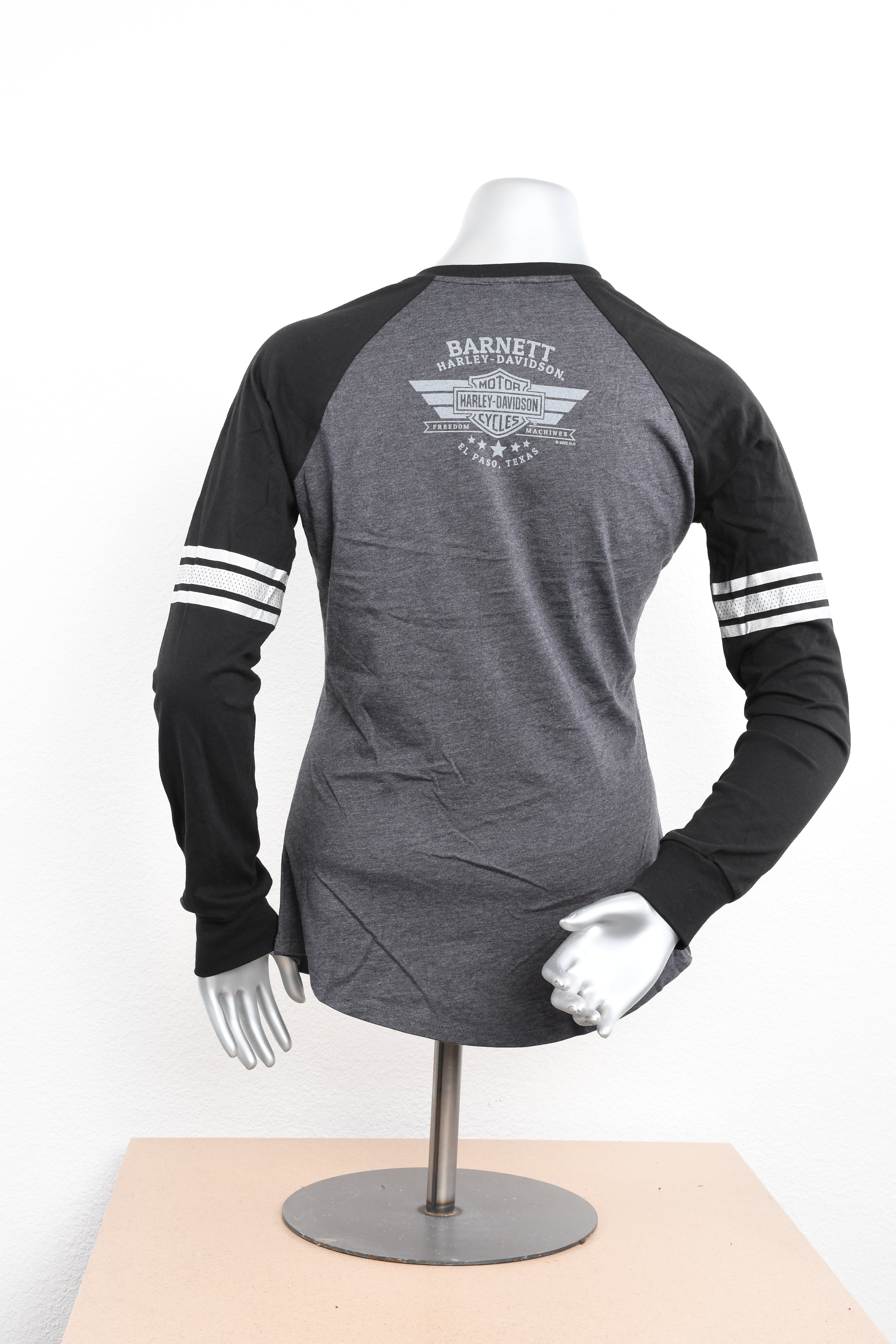 Licensed Product Womens Collegiate Raglan V-Neck Charcoal Long Sleeve T-Shirt