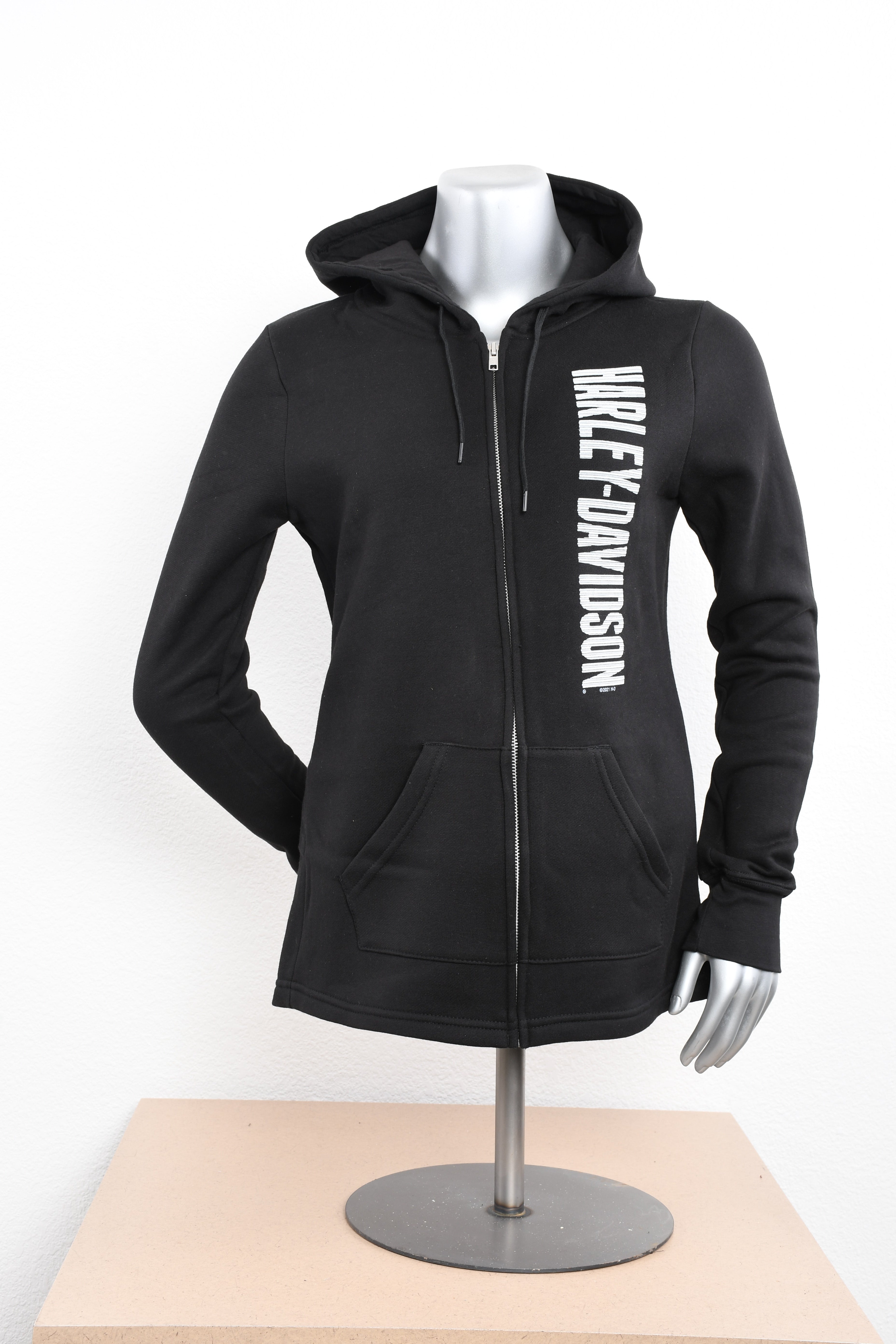 Licensed Product Womens Underline Puff Print Full Zip Black Long Sleeve Hoodie Main image
