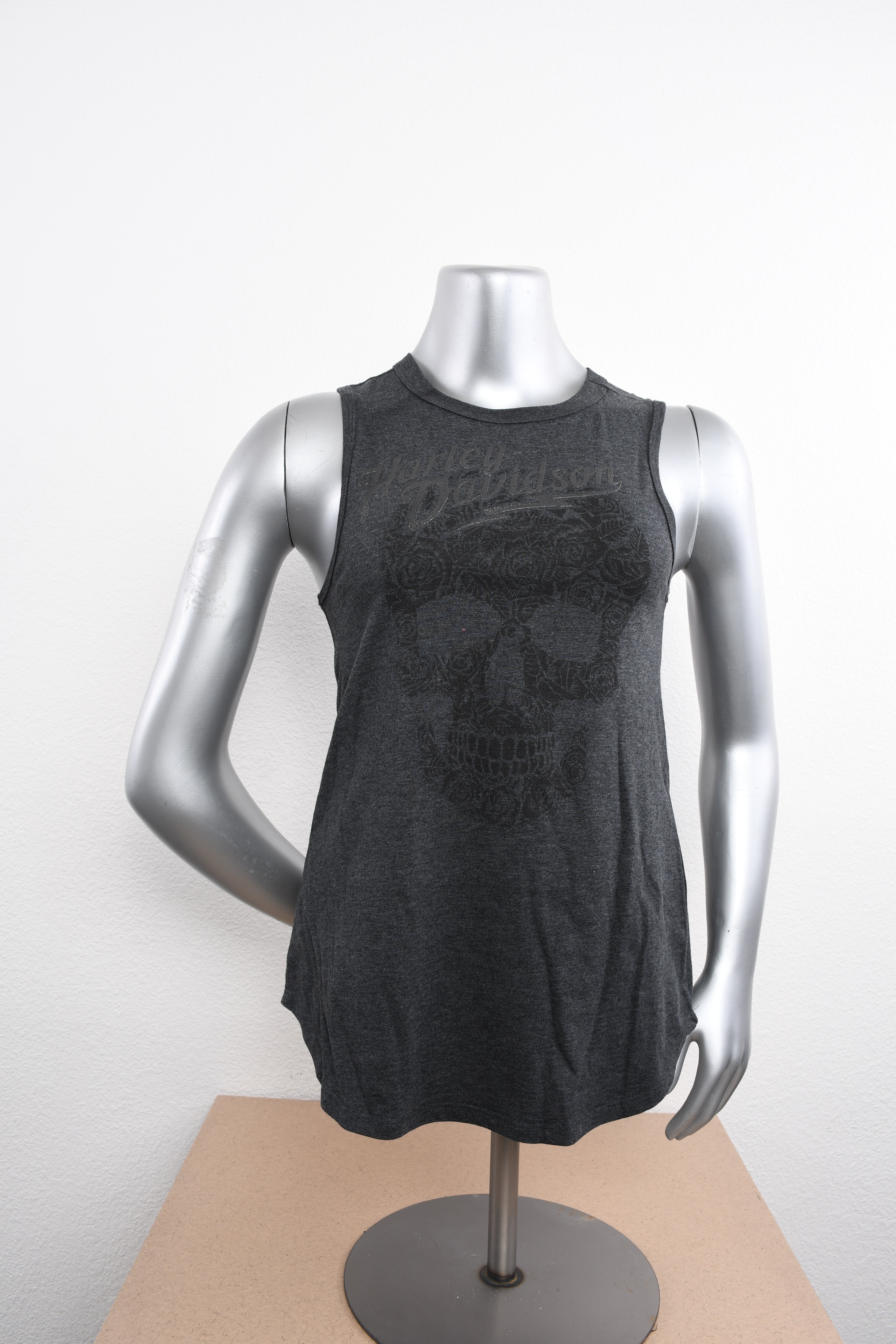 Licensed Product Womens Impulse Skull High Neck Charcoal Sleeveless Tank