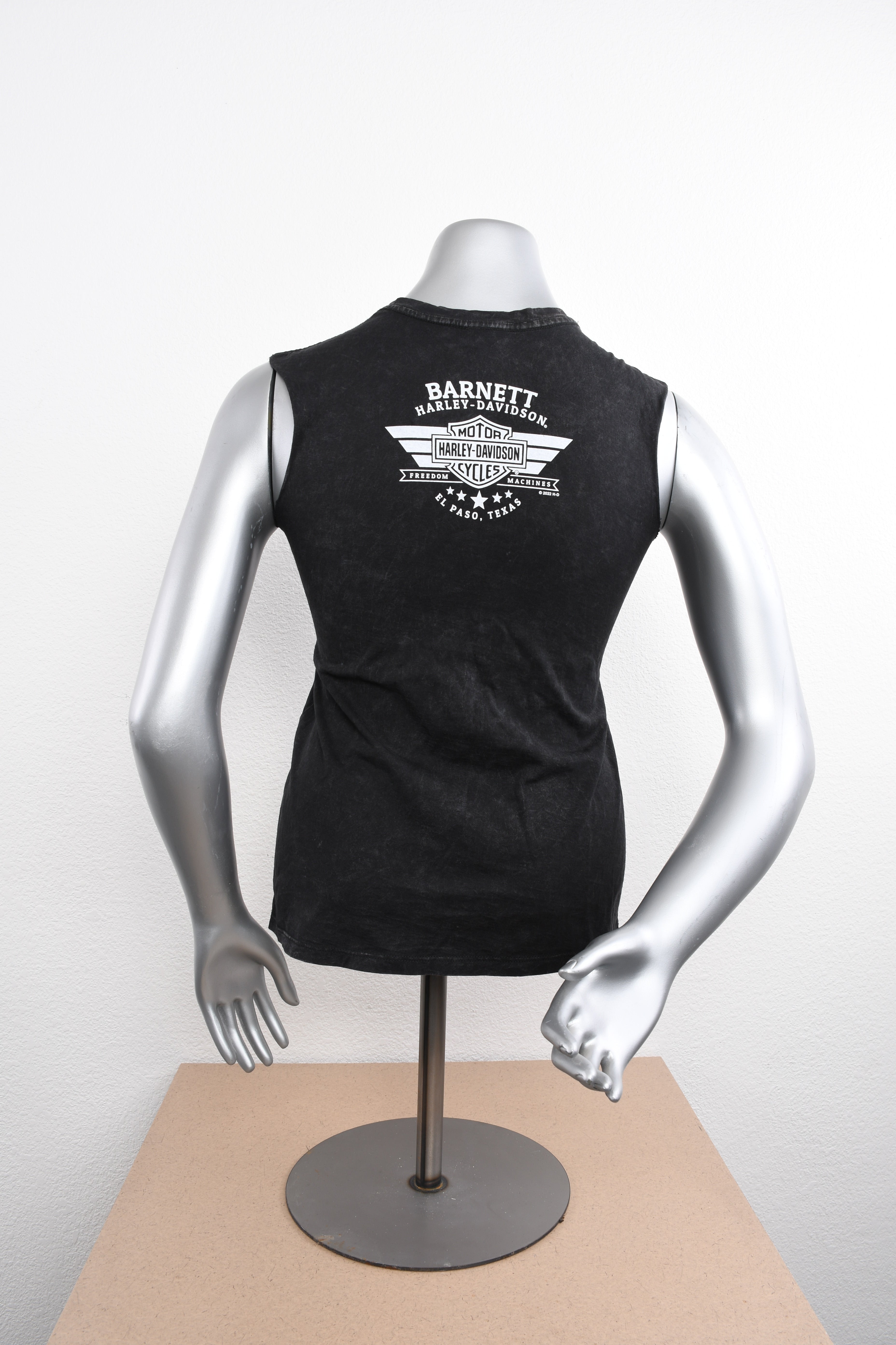 Licensed Product Womens Patriotic Skull Washed Black Sleeveless Muscle T-Shirt Secondary image