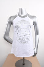 Licensed Product Womens Jenna Foil Print High Neck White Sleeveless Tank
