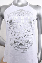 Licensed Product Womens Jenna Foil Print High Neck White Sleeveless Tank