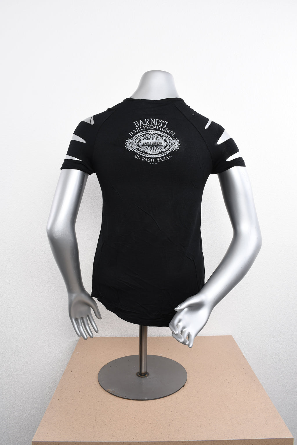 Licensed Product Womens Marvelous Slashed with Studs Black Short Sleeve T-Shirt