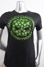 Licensed Product Womens Peridot Willie G Skull Clovers Black Short Sleeve T-Shirt