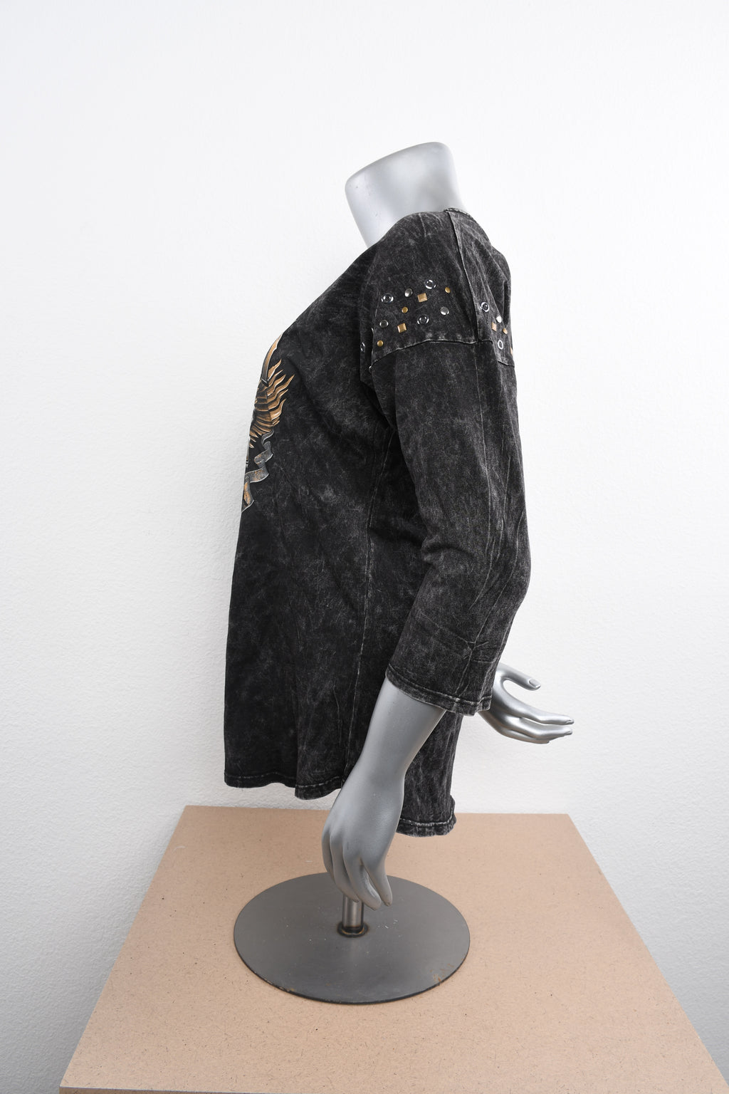 Licensed Product Womens Scantling Eagle Shoulder Studs Black 3/4 Sleeve T-Shirt