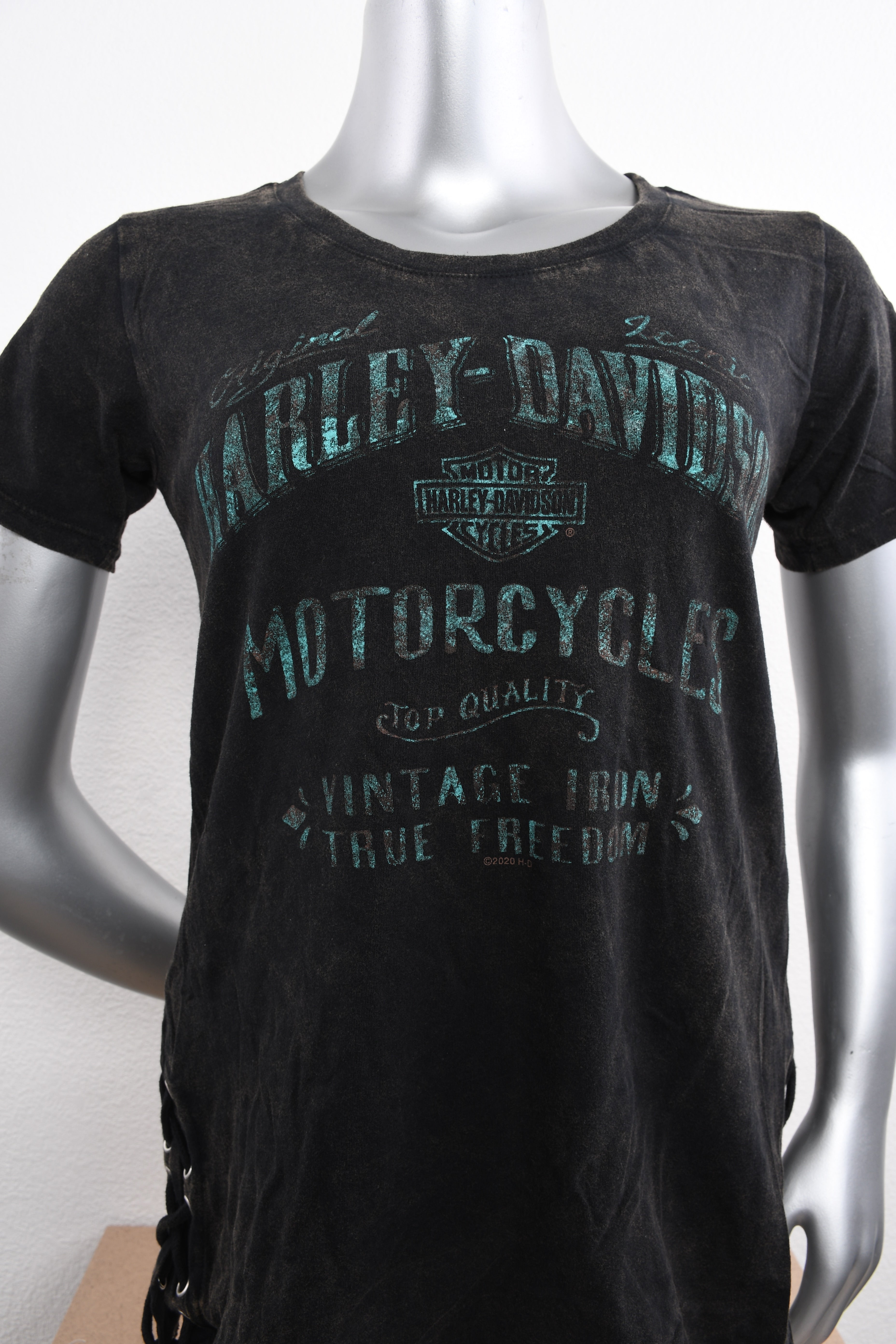 Licensed Product Womens Veneer Side Lace Black Short Sleeve T-Shirt Secondary image