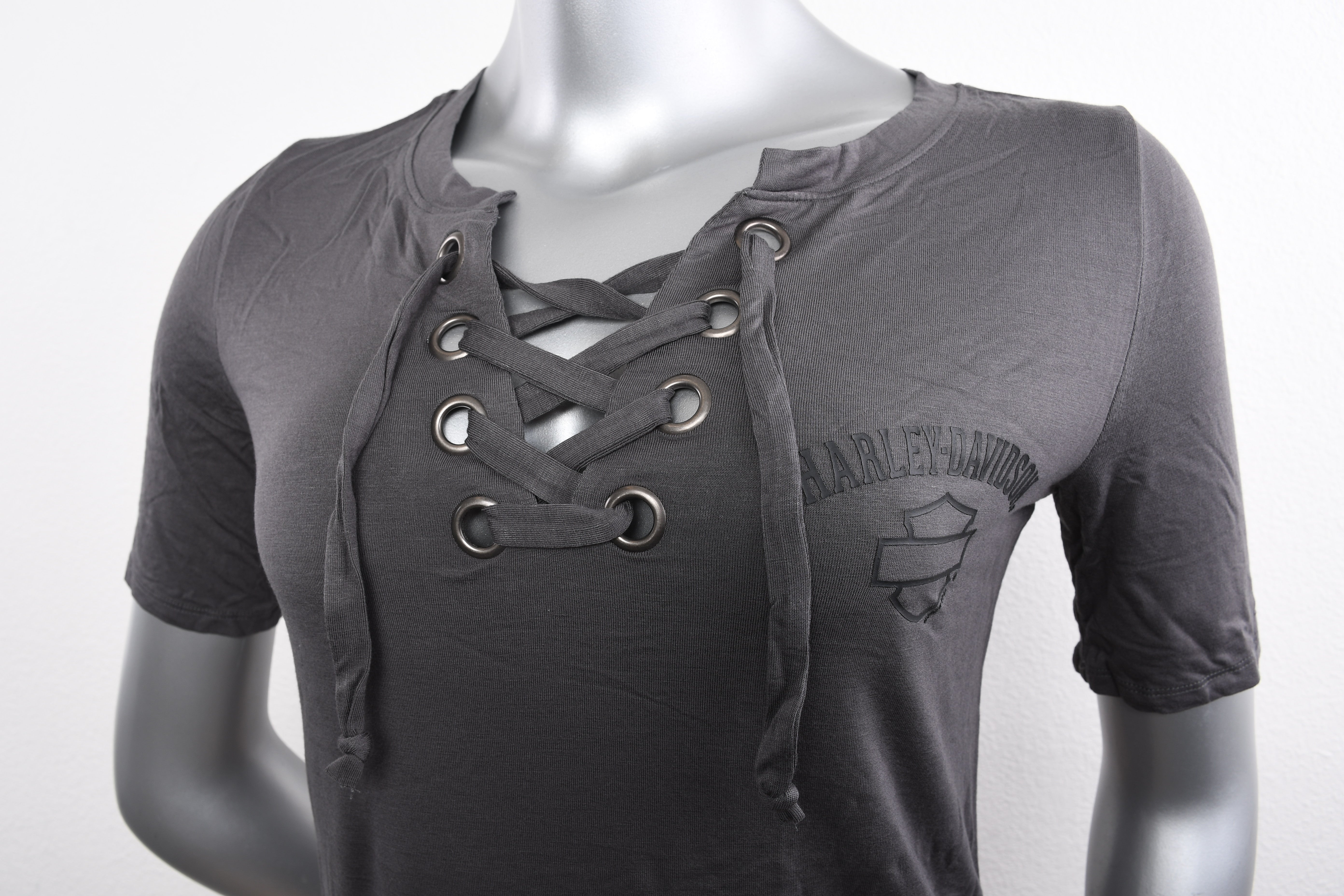 Licensed Product Womens Raised Grommet Laced Grey Half Sleeve T-Shirt Secondary image