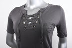 Licensed Product Womens Raised Grommet Laced Grey Half Sleeve T-Shirt