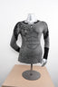 Licensed Product Womens Cascade Lace Accent V-Neck Charcoal Long Sleeve T-Shirt