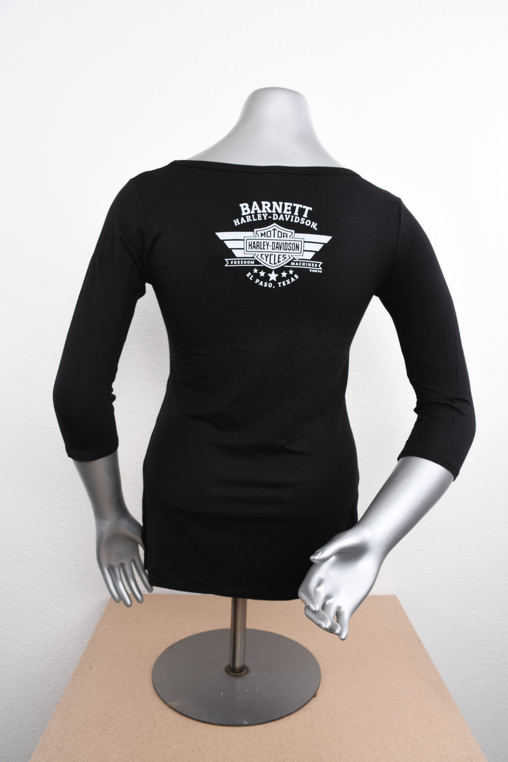 Licensed Product Womens Washed Flag with Studs Black 3/4 Sleeve T-Shirt