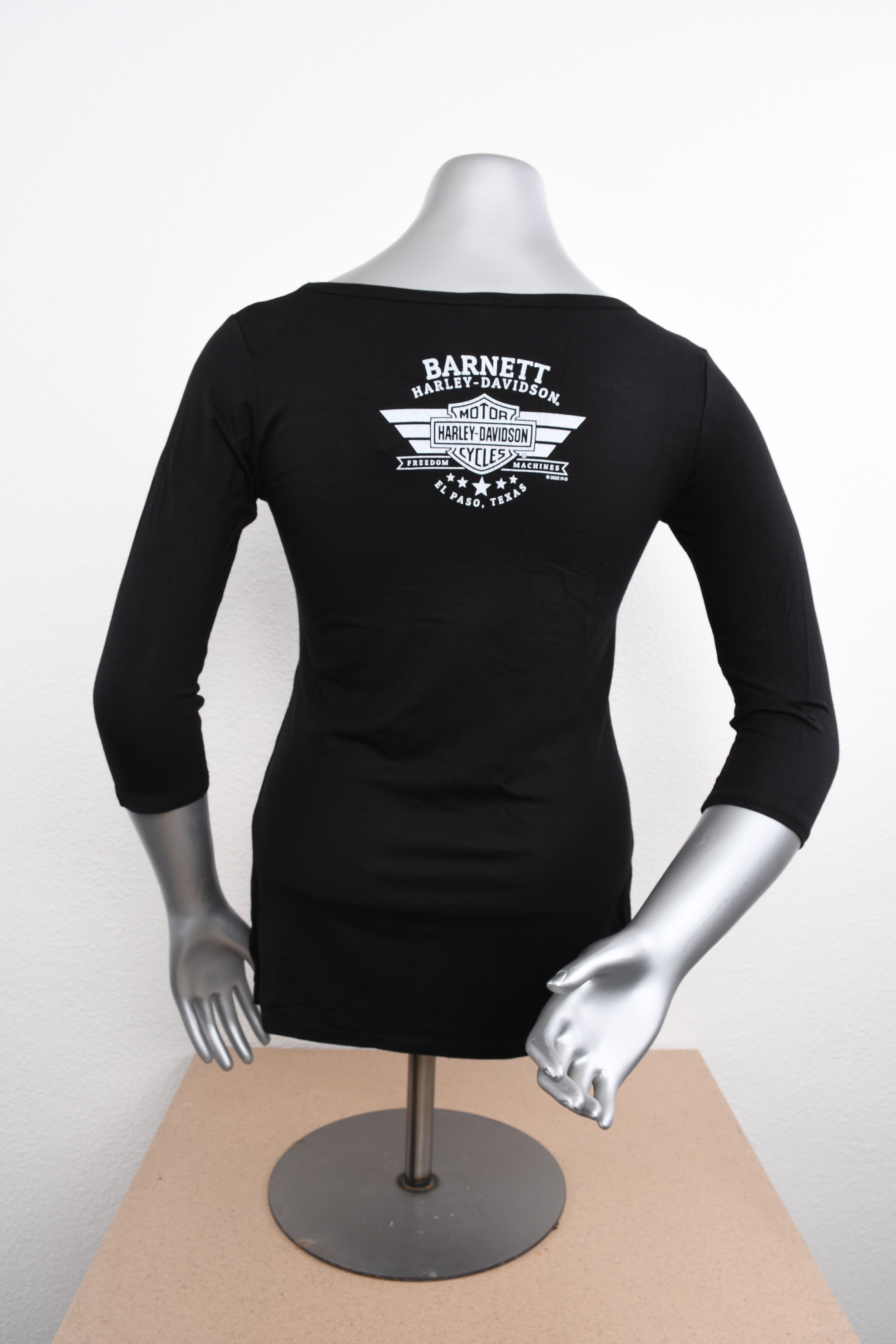 Licensed Product Womens Washed Flag with Studs Black 3/4 Sleeve T-Shirt