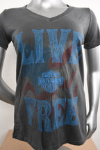 Licensed Product Womens Volition Flag V-Neck Charcoal Short Sleeve T-Shirt