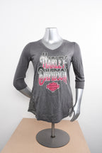 Licensed Product Womens Paradise Side Lace Grey 3/4 Sleeve T-Shirt